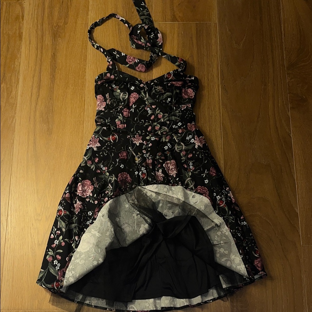 Hot Topic Size M Black Lace Lady Bug Floral Dress